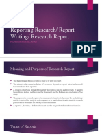 Reporting Research/ Report Writing/ Research Report: Professor Momtaz Jahan