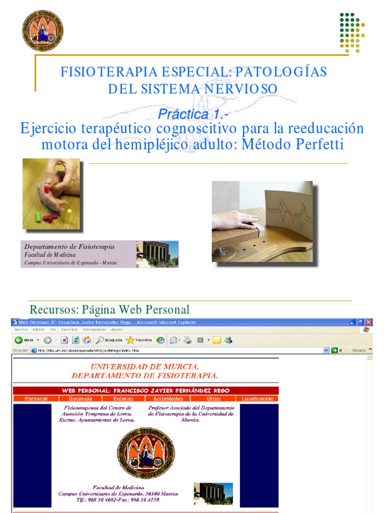 Ejercicio Terapéutico Cognoscitivo para La Reeducación Motora Del ...