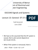 American University of Beirut Department of Electrical and Computer Engineering EECE340 Signals and Systems Lecture 13: General DT LTI Systems