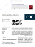 Effects of Cationic Surfactant During The Precipitation of Calcium Carbonate Nano-Particles On Their Size, Morphology, and Other