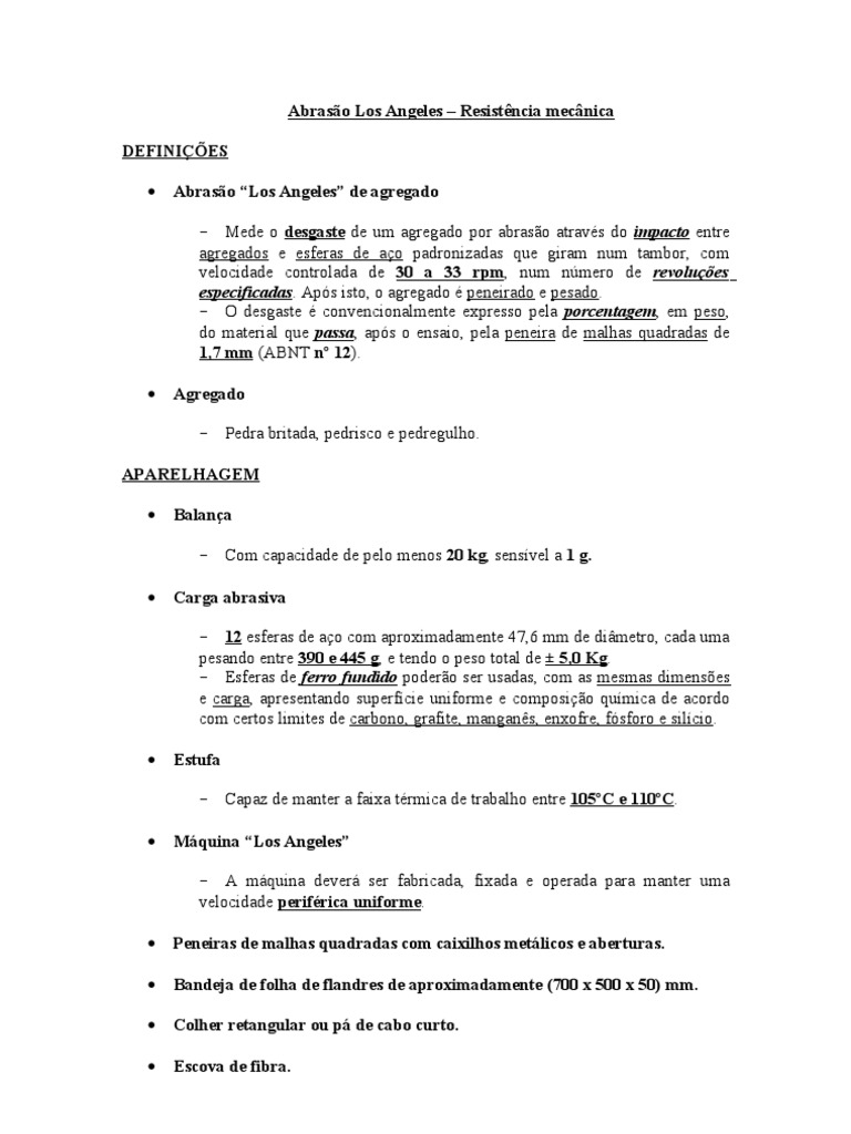 Abrasão Los Angeles: Método e Resultados | PDF | Ferro fundido | Aço, image size:768x1024
