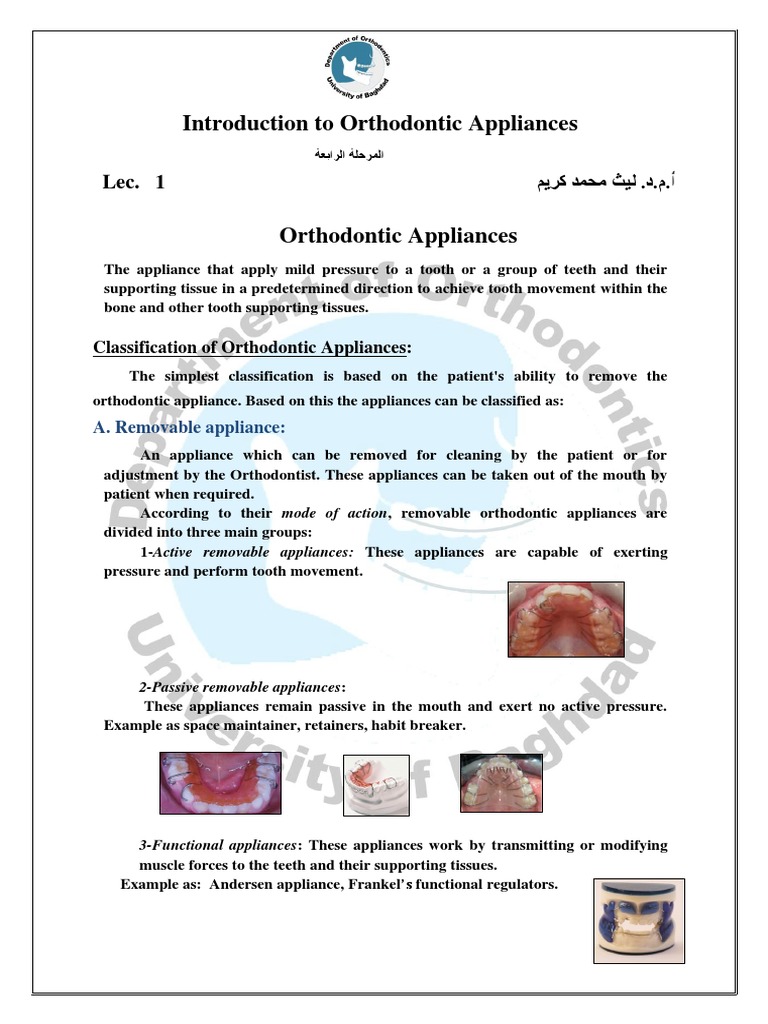 Components of Removable Appliances | PDF | Orthodontics | Screw