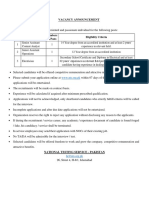 Vacancy Announcement: Sr. # Post Numbers of Posts Eligibility Criteria