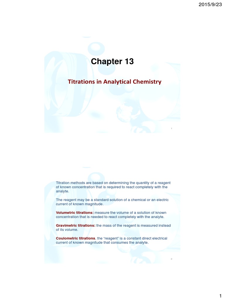 Titration Methods in Analytical Chemistry | PDF | Chemistry | Titration
