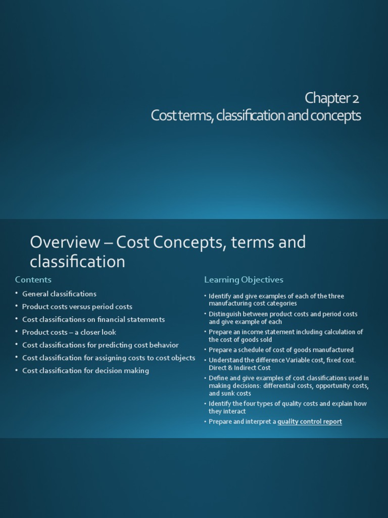 Cost Classification and Concepts Explained | PDF | Inventory | Cost Of ...