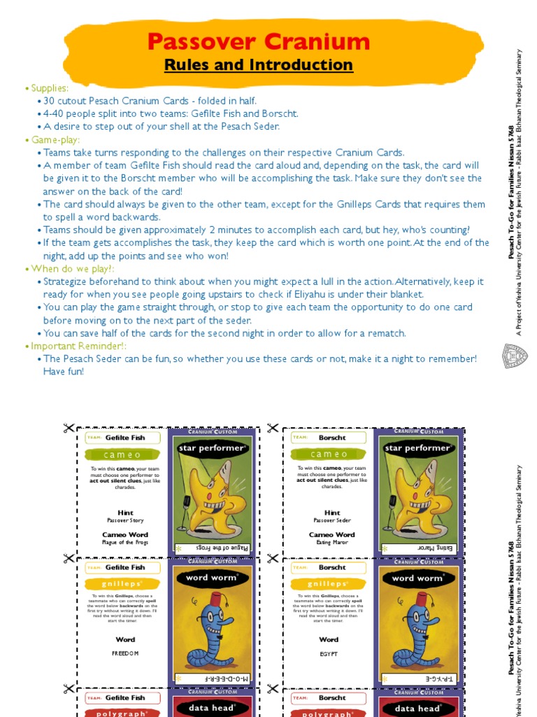 Passover Cranium Rules and Introduction PDF Passover Jewish Law