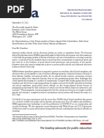 NSBA Letter to President Biden Concerning Threats to Public Schools and School Board Members 92921 (1)