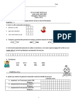 Test Iniţial Matematică. Clasa A III-A