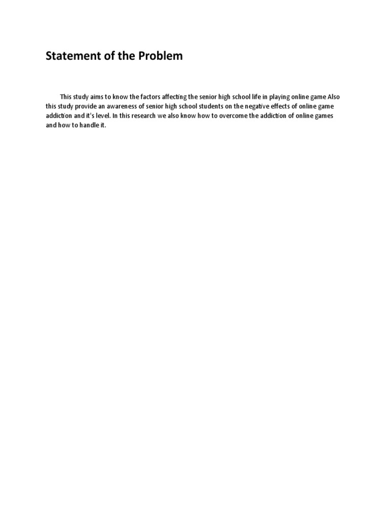 Statement of The Problem For 2nd Sem | PDF