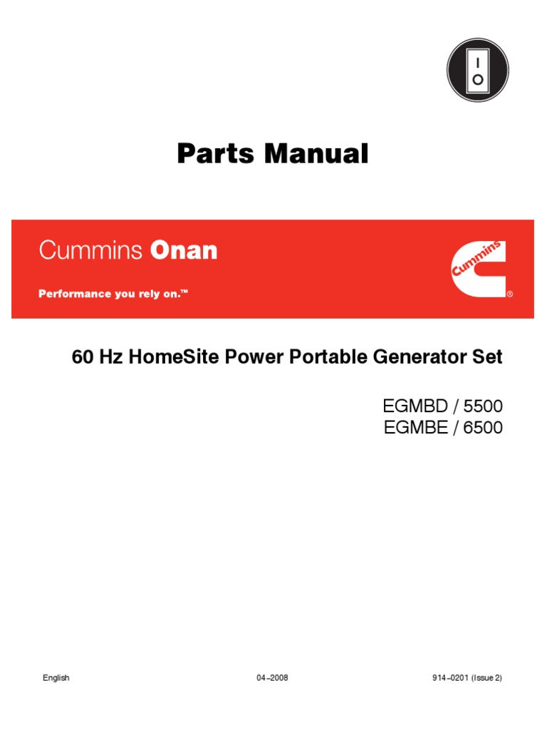 Parts Manual 60 HZ Homesite Power Portable Generator Set PDF