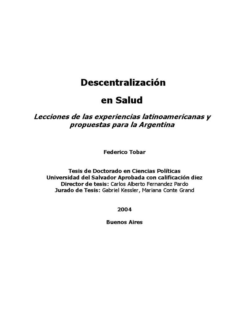 Descentralización de Salud en Argentina | PDF | Balance presupuestario ...