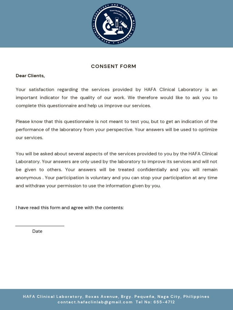 Client Feedback Form | PDF | Medical Laboratory | Laboratories
