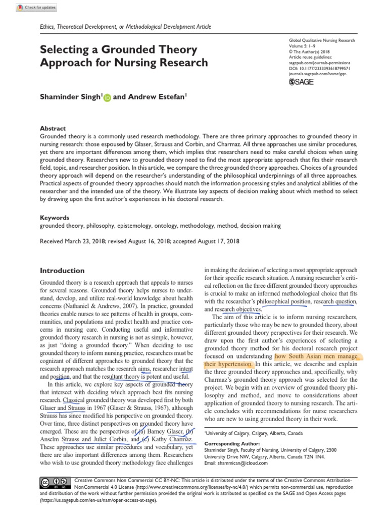 Selecting A Grounded Theory Approach For Nursing R | PDF | Theory | Science