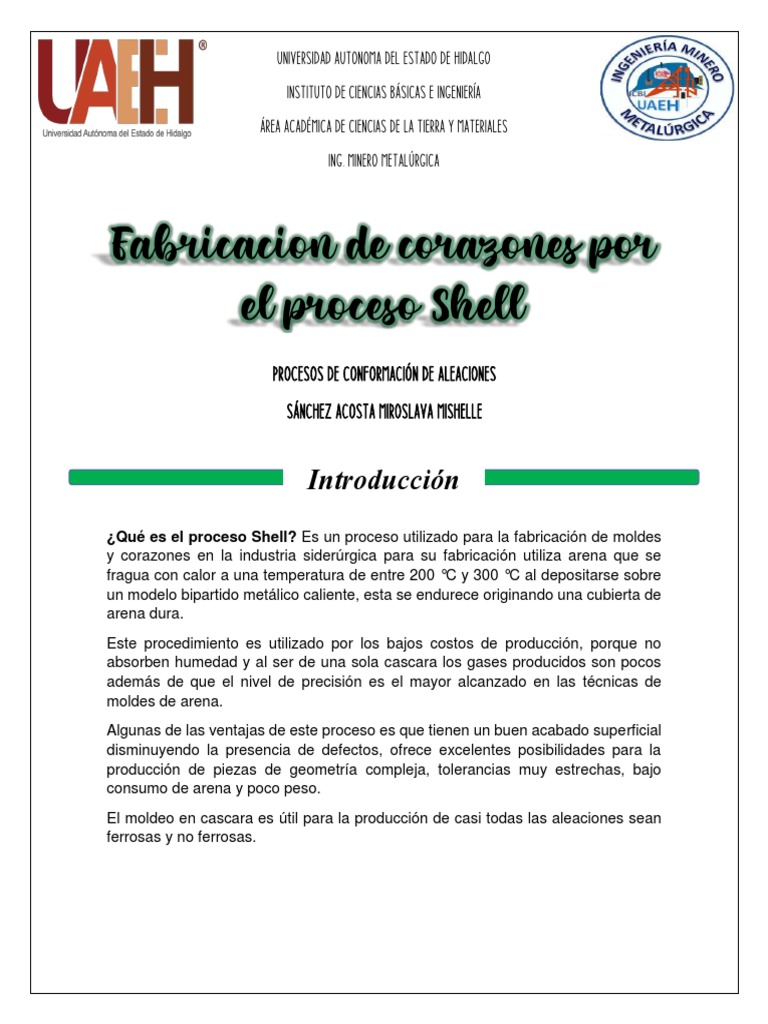 Fabricación de Corazones de Arena Shell | PDF | Aluminio | Metalurgia