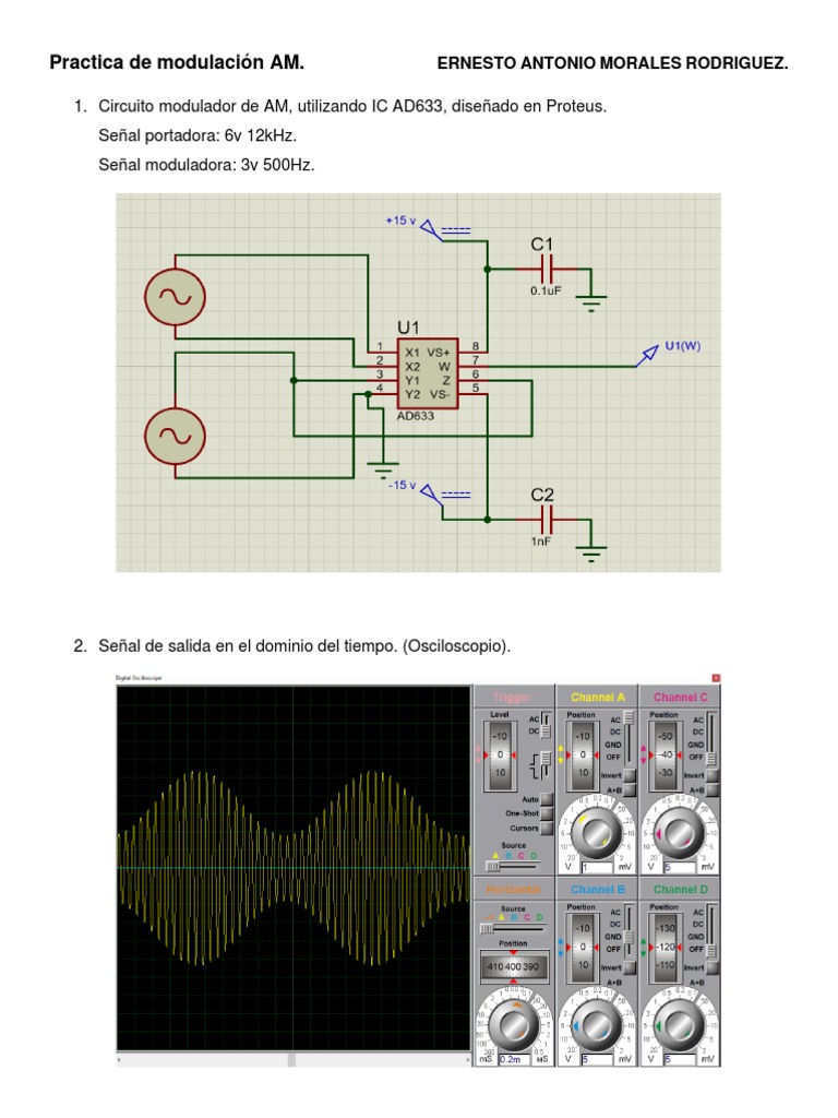 Práctica de Modulación AM con AD633 | PDF | Modulación | Electrónica