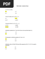 Short Quiz 3 Answer Key