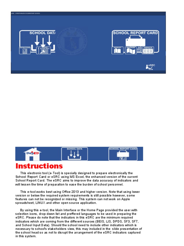 eSRC Tool for School Report Card | PDF | Teachers | Schools