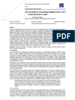 Chesterman's Syntactic Strategies in Translating English Passive Voice Construction Into Arabic