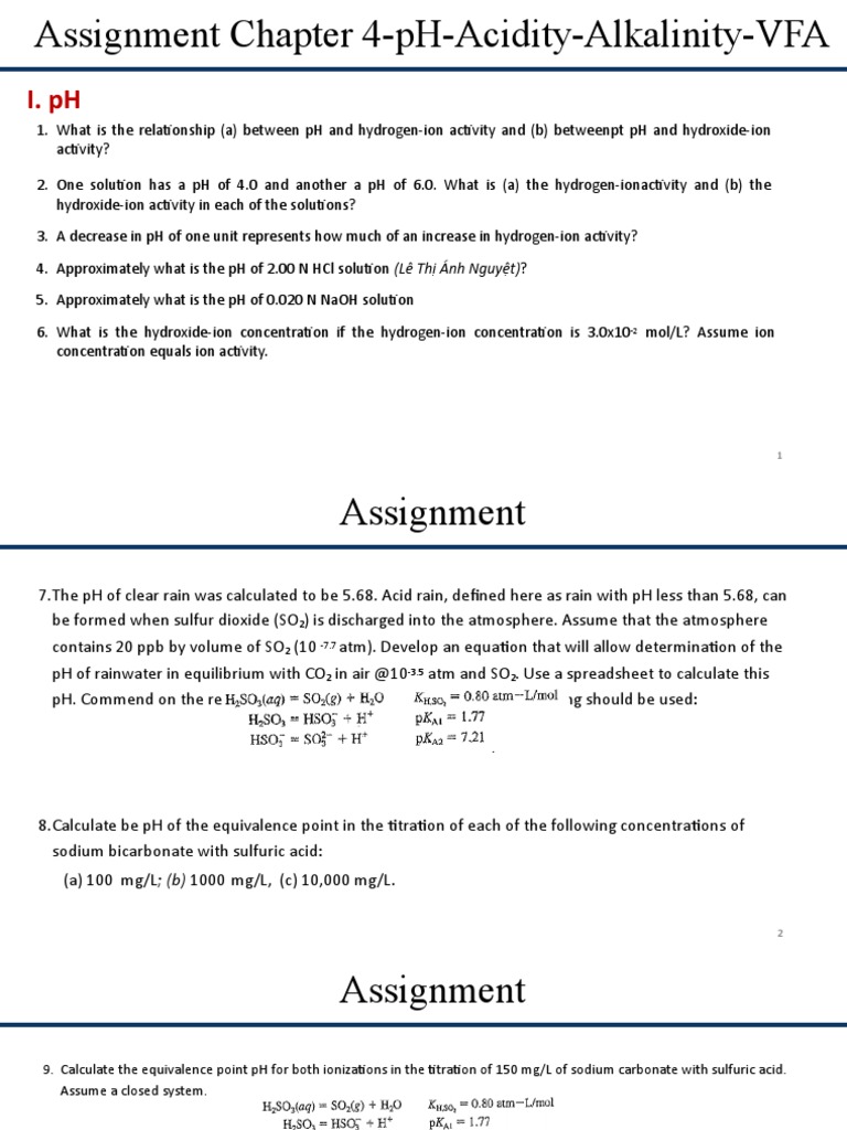 pH, Acidity, and Alkalinity Calculations | PDF | Ph | Alkalinity