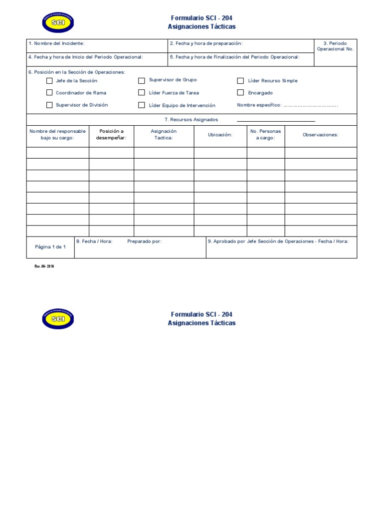 SCI - 204 Formulario | PDF