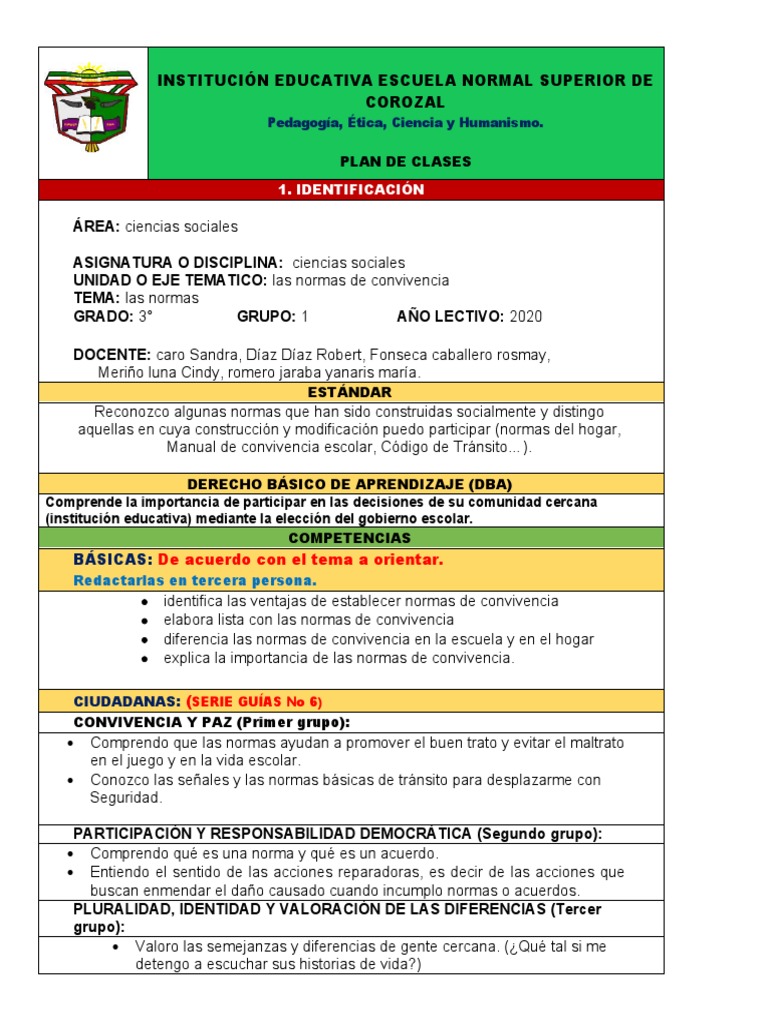 Normas de Convivencia en el Aula | PDF