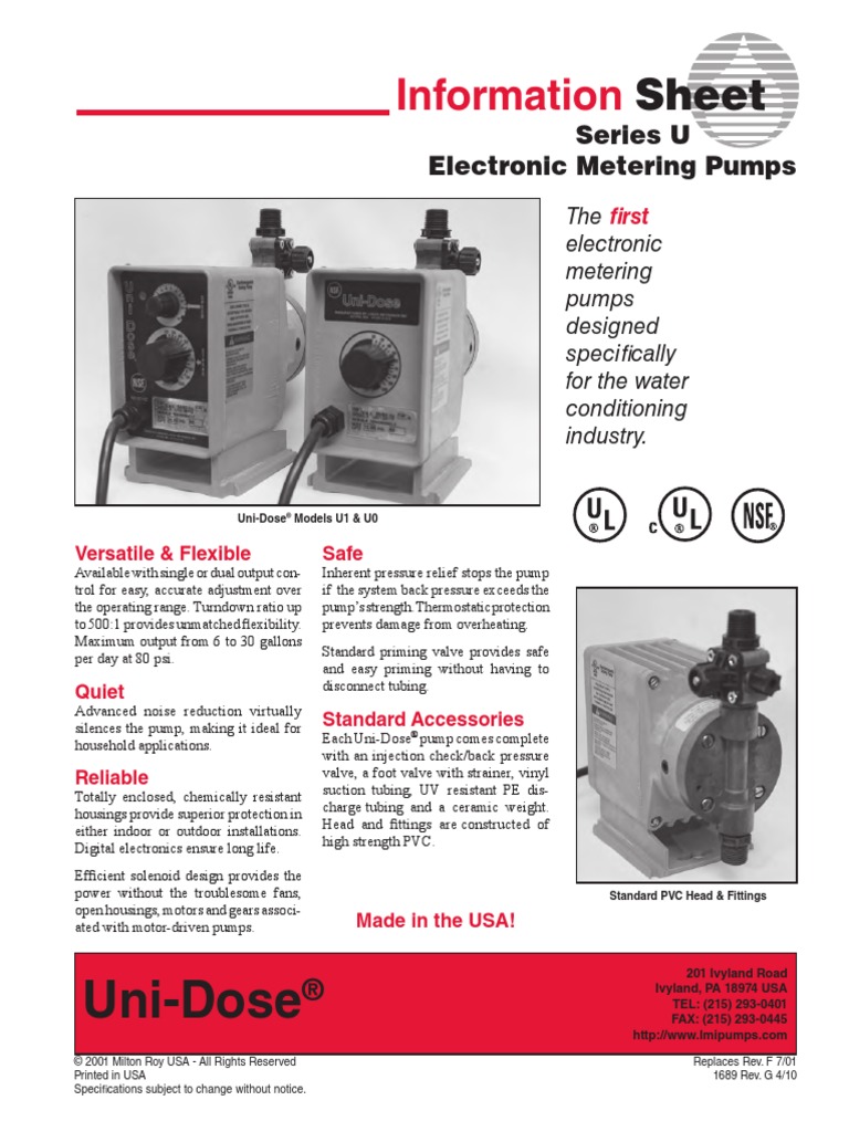 Unidose Pumps PDF Pump Polyvinyl Chloride