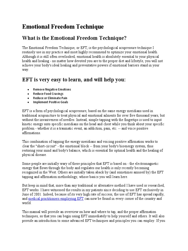 Emotional Freedom Technique | PDF | Emotional Freedom Techniques ...