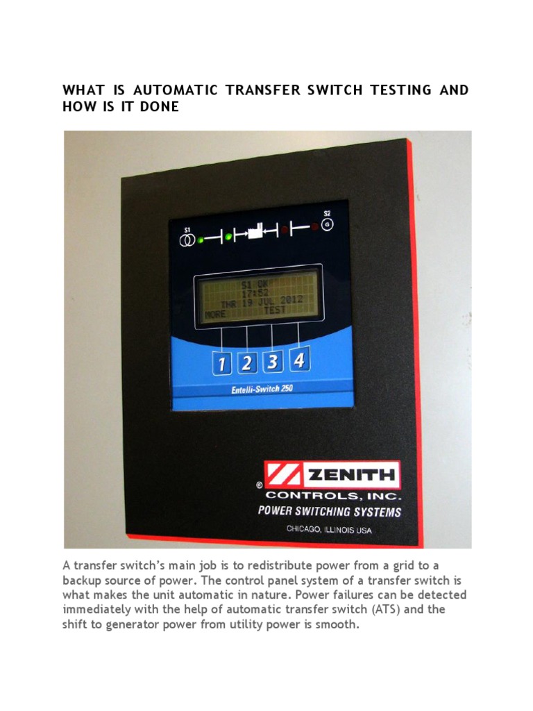 ATS Testing Procedures Explained | PDF | Switch | Electric Generator