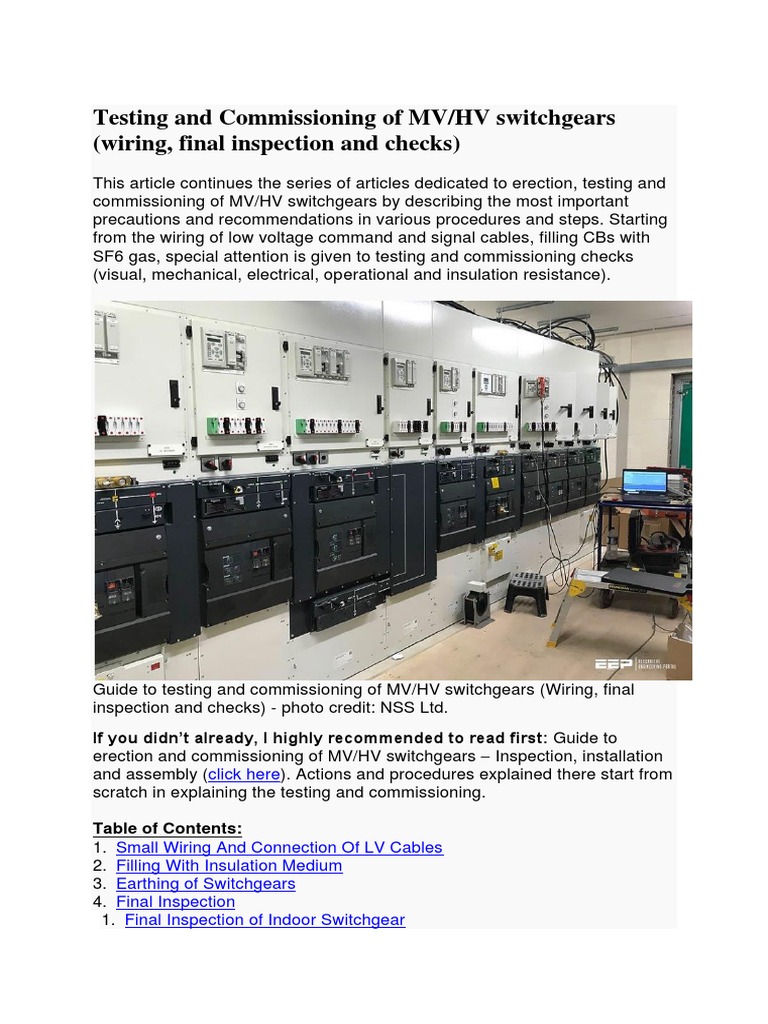 EDOC-Testing and Commissioning of MV | PDF | Electrical Wiring ...