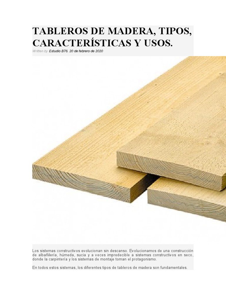 Tableros de madera; tipos, características y usos