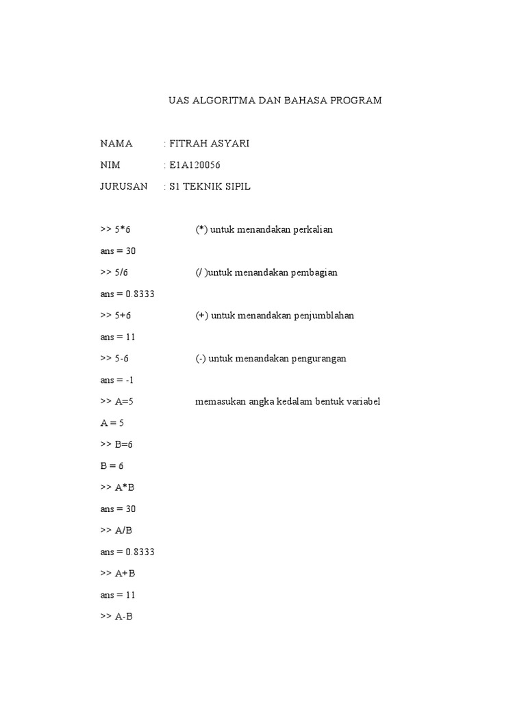 Uas Algoritma Dan Bahasa Program | PDF