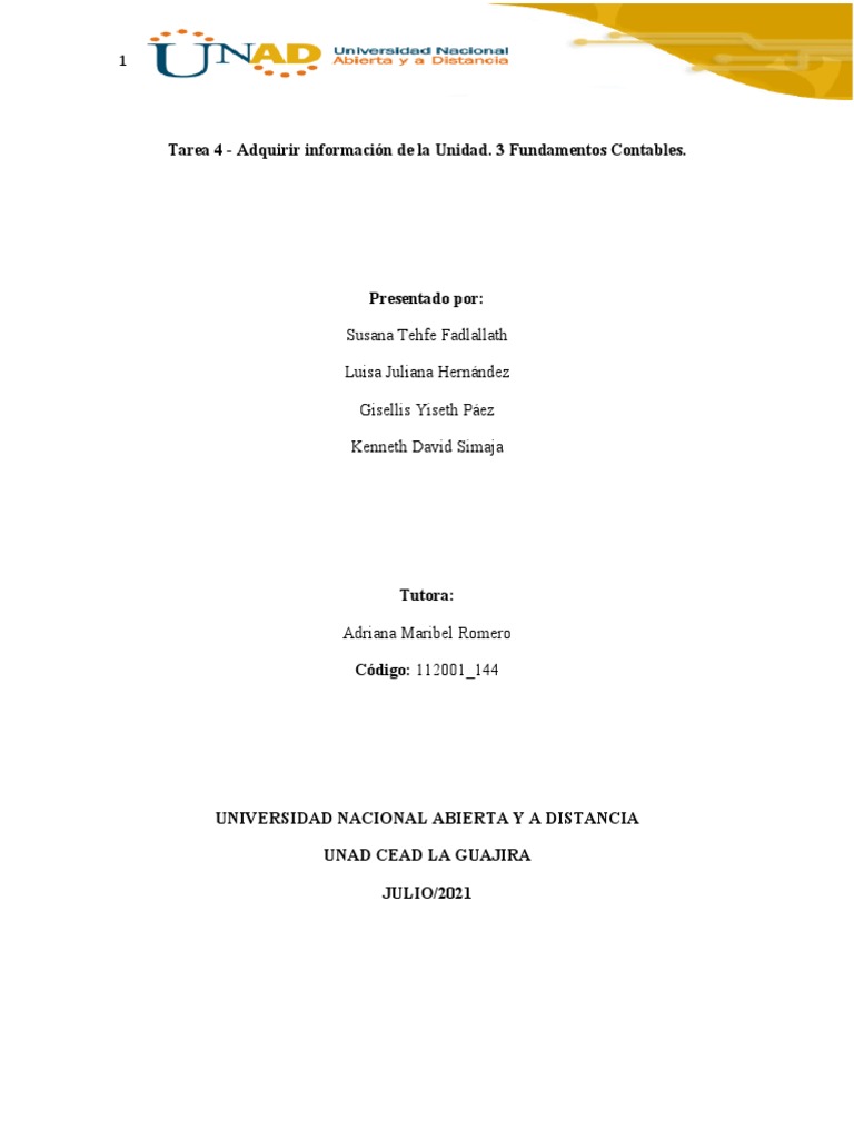 Tarea 4 Fundamentos | PDF | Estado financiero | Contabilidad