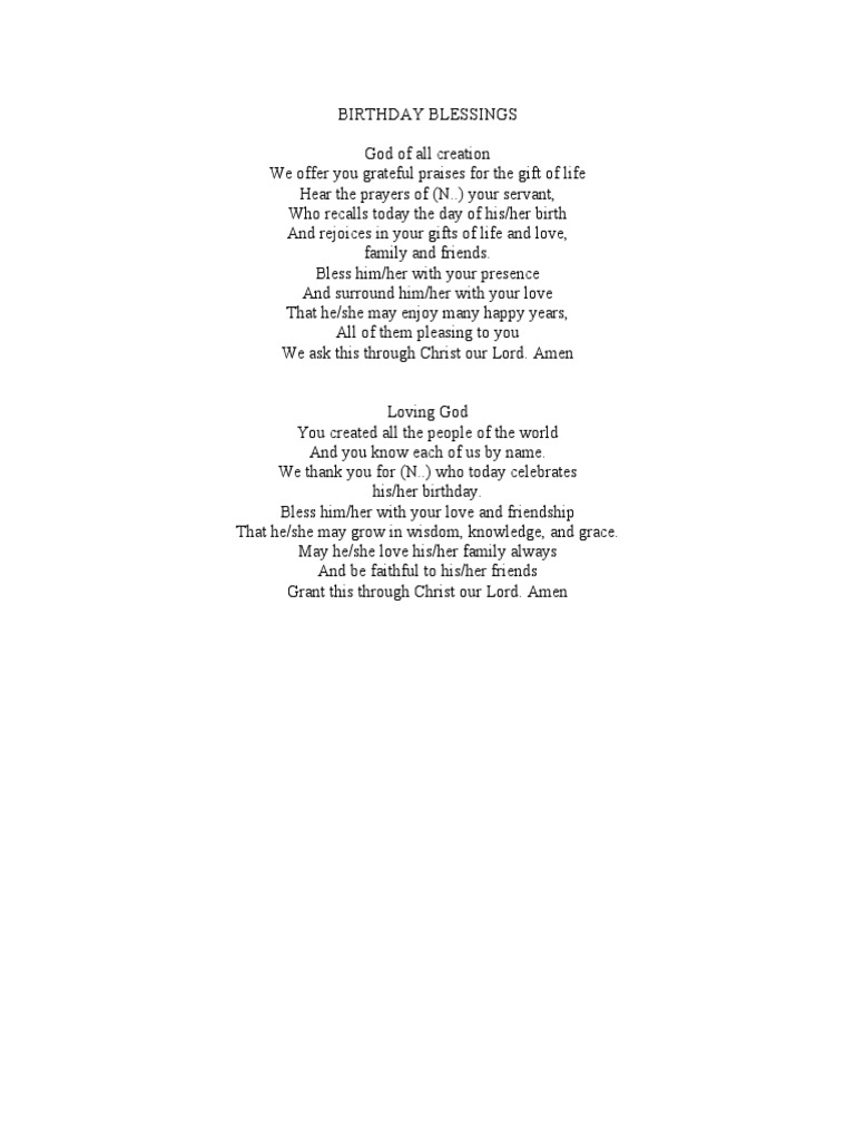 Birthday Blessings Prayer Pdf Love Blessing