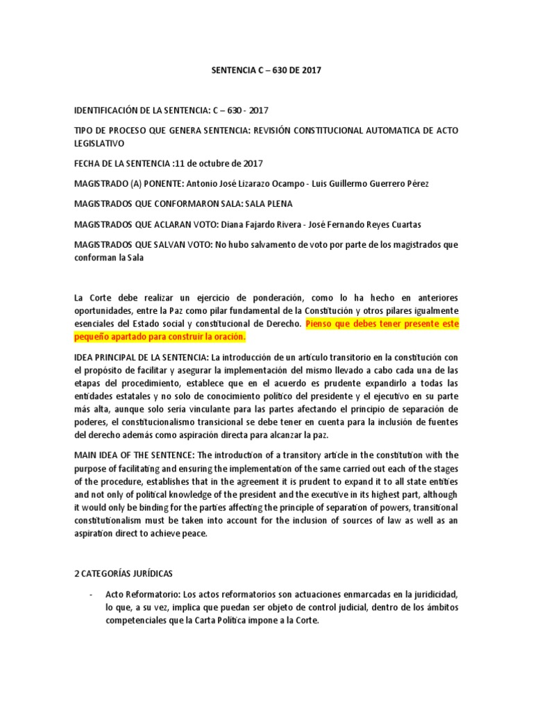 Actividad en Ingles Sentencia C 630 de 2017 PDF Constitución