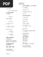 Honors Physics Equations