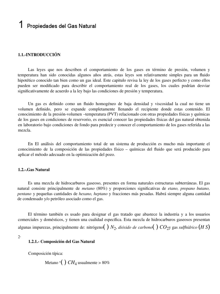 Tema1. Propiedades Del Gas Natural | PDF | Gases | Mole (Unidad)