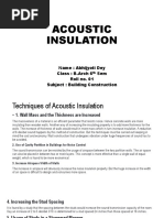 Acoustic Insulation: Name: Abhijyoti Dey Class: B.Arch 6 Sem Roll No. 01 Subject: Building Construction