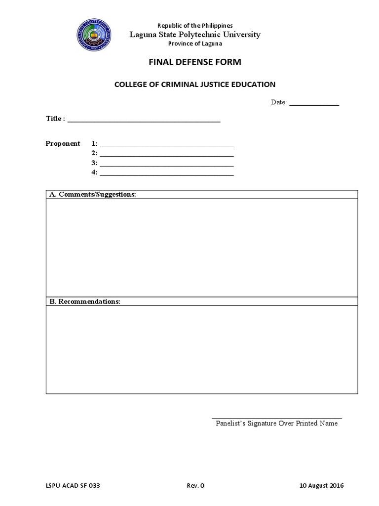 LSPU Final Defense Form Template | PDF