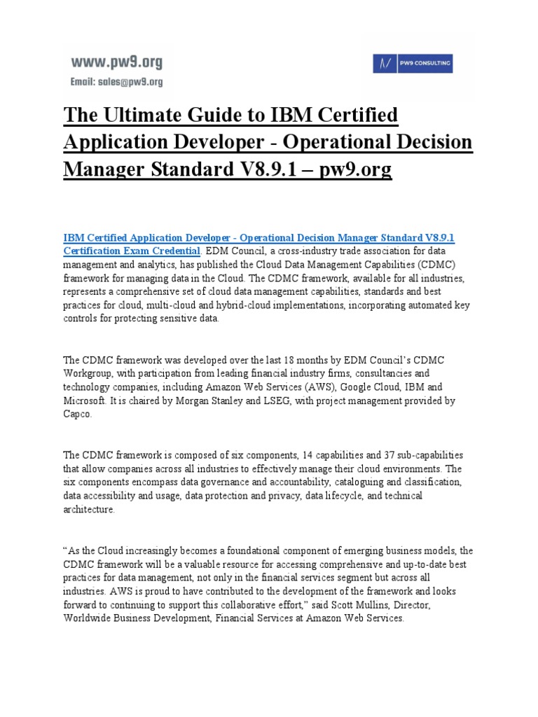 IBM Certified Developer: CDMC Framework Guide | PDF | Cloud Computing ...