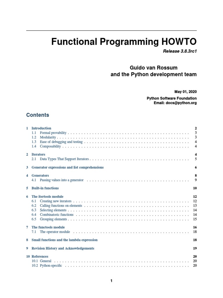 Functional Programming HOWTO: Guido Van Rossum and The Python ...