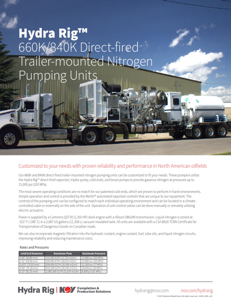 Hydra Rig 660K 840K Direct Fired Trailer Mounted Nitrogen Pumping Units ...