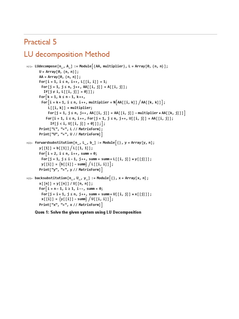 LU Decomposition Method Explained | PDF | Mathematical Objects ...