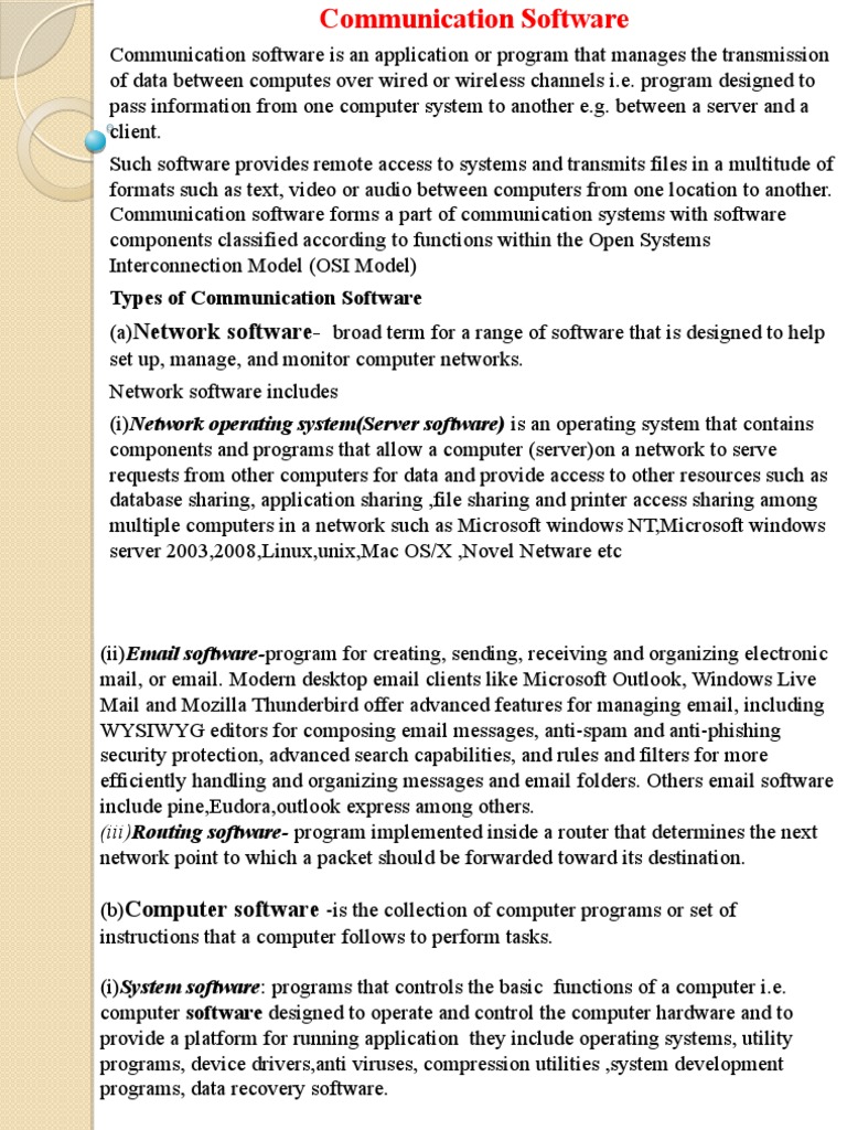 Communication Software | PDF | Operating System | Computer Network
