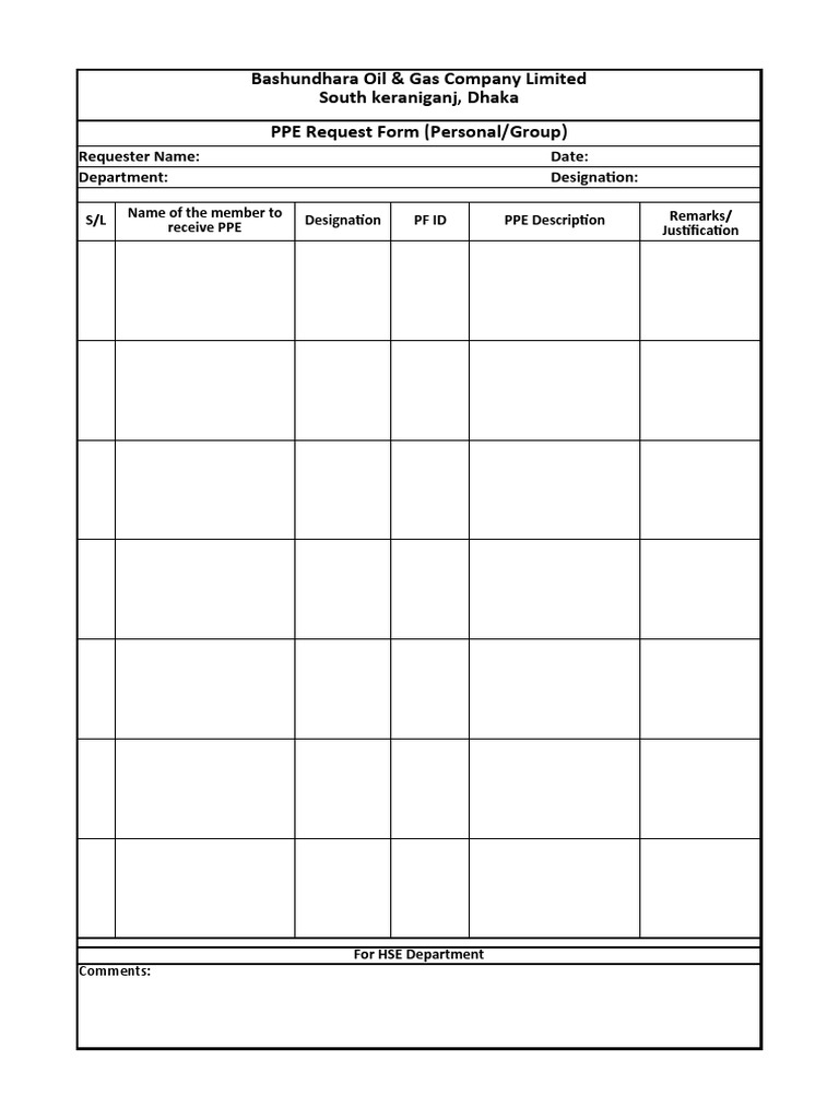 PPE Request for Bashundhara Oil & Gas | PDF | Technology & Engineering