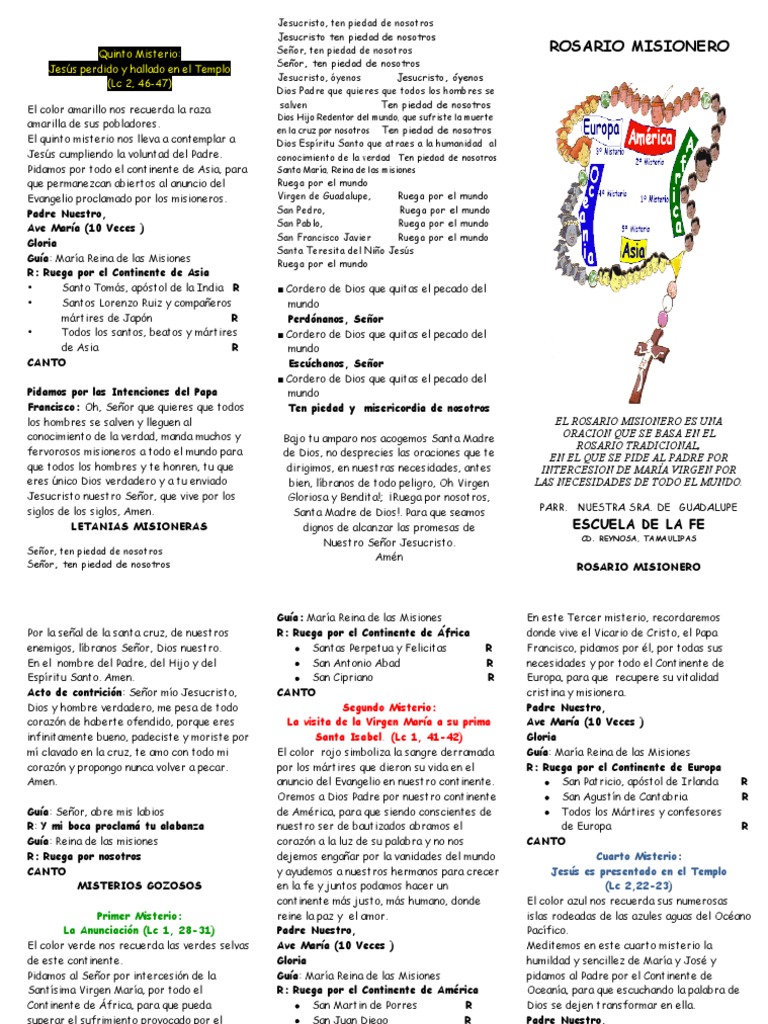 Triptico Rosario Misionero | PDF | María, madre de Jesús | Rosario