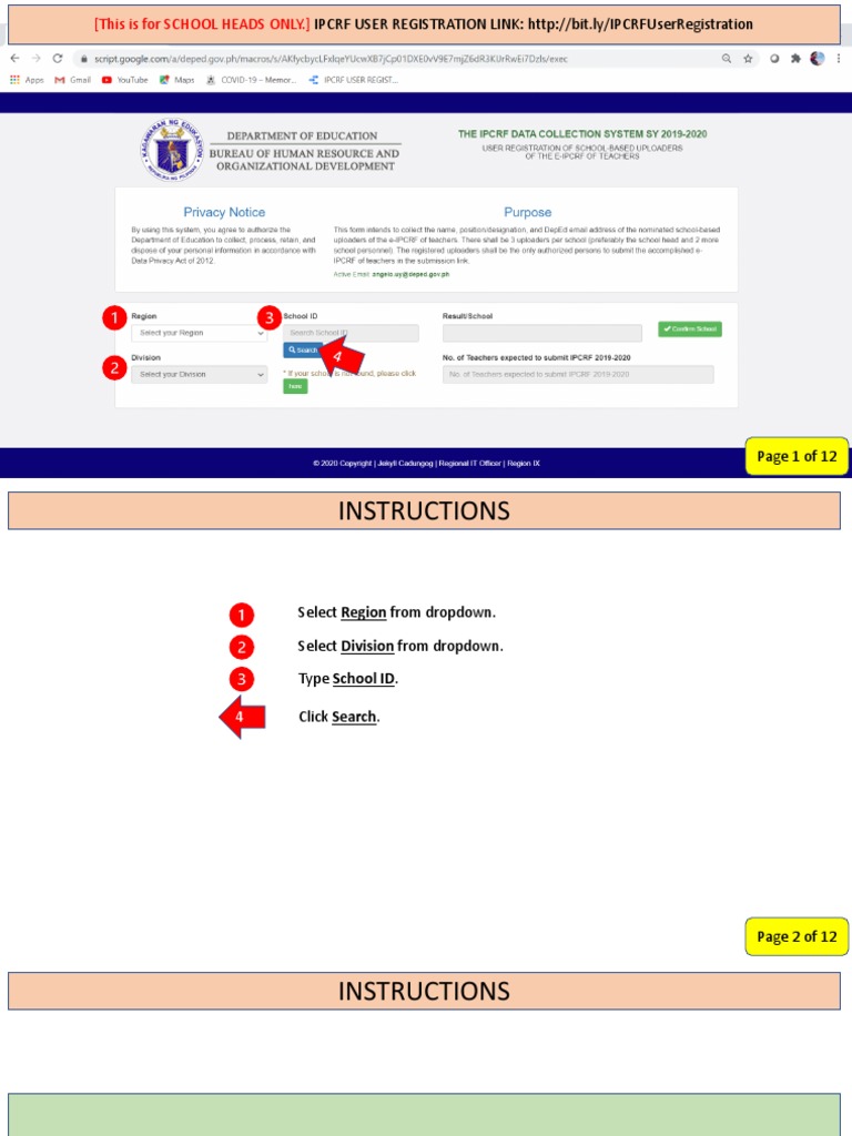 IPCRF User Registration Guide for Heads | PDF | Computing | Cyberspace
