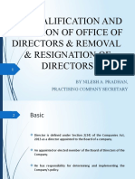 Disqualification and Vacation of Office of Directors & Removal & Resignation of Directors