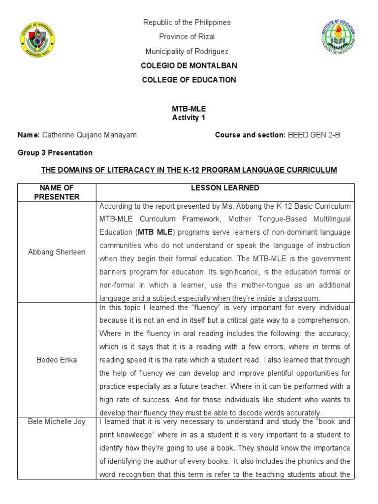 Final Activity 1 | PDF | Teachers | Reading Comprehension