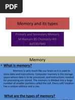 Memory and Its Types: Primary and Secondary Memory M Husnain BS Chemistry 4th Bsf1907949