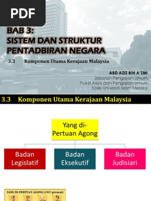 TOPIK 3.3 - Komponen Utama Kerajaan Malaysia  PDF